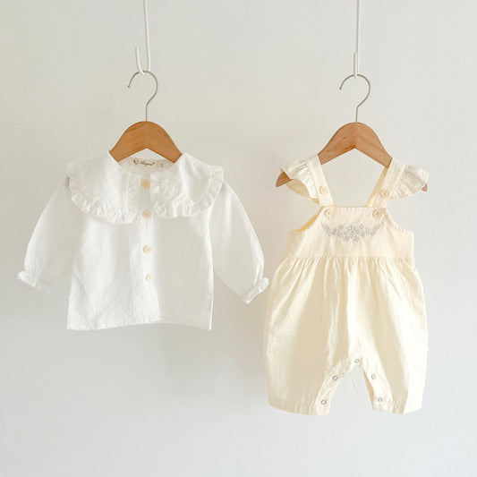 Baby Girl's Loose Adjustable Suspender Romper